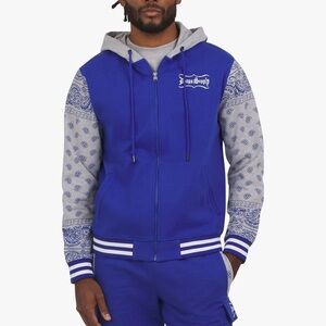 Dogg Supply by Snoop Dogg Men's M Varsity Print Full Zip Hoodie Sweatshirt Blue